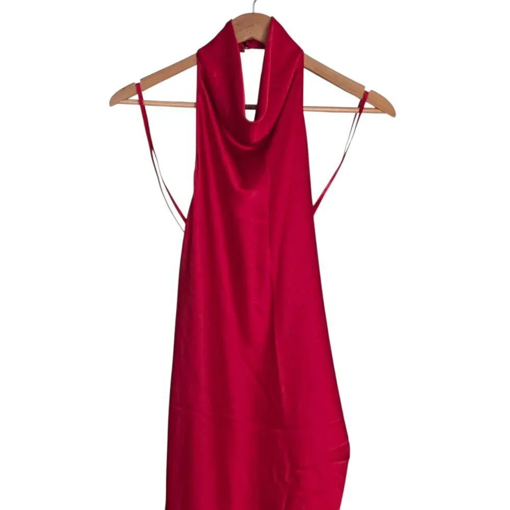 NWT Women's - Gianni Bini Peyton Red Satin Halter Dress, Size 12 - Picture 4 of 10